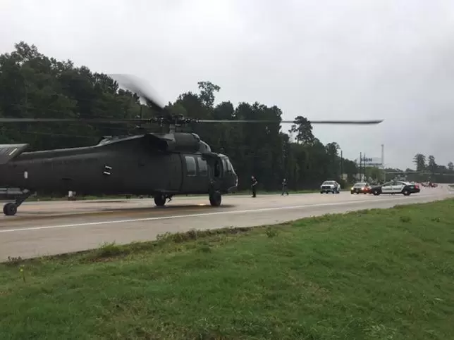 Helicopter on street