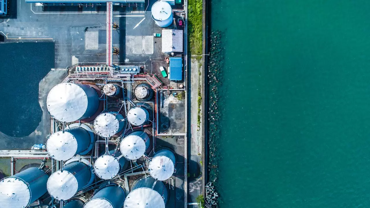 Aerial view of a factory