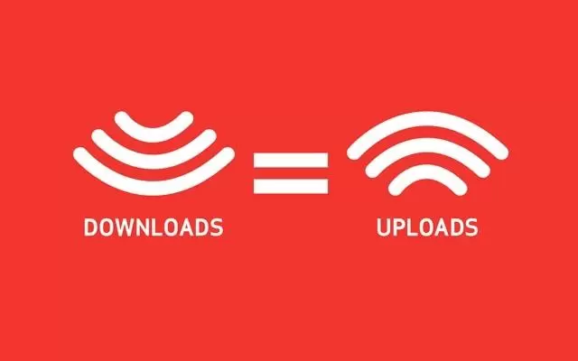 Graphic showing equal upload and download speeds