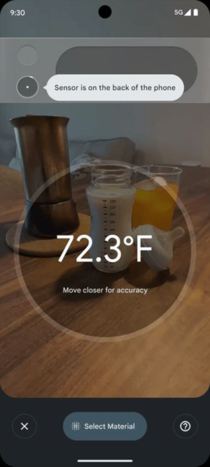 Google Pixel OS 15 Object Temperature Sensor