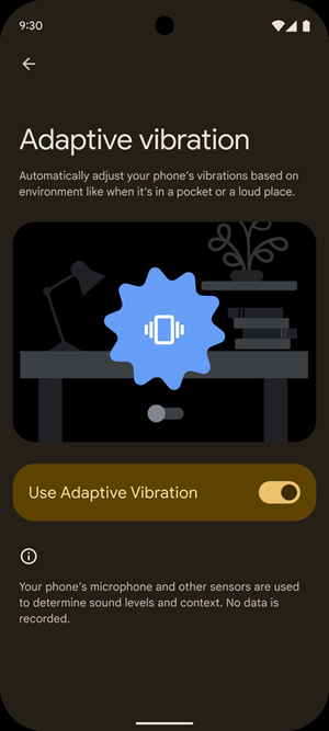 Google Pixel OS 15 Adaptive Vibration