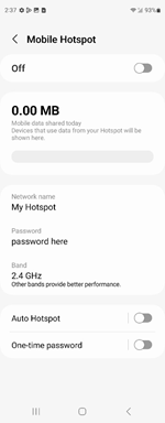 Samsung Galaxy One UI 5.1.1 Mobile Hotspot screenshot