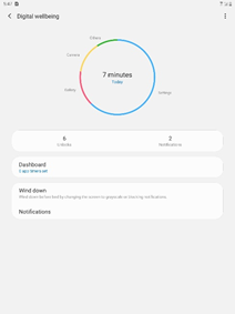 Samsung Galaxy Tab S3 Digital Well-being screen shot